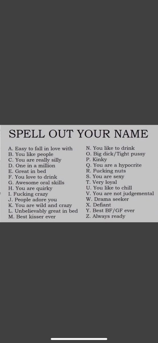 prewitt72's tweet image. S-I’m sexy, K- I’m wild and crazy, Y- Best bf, L- Great in bed, O- Big dick, R- Fucking nuts.