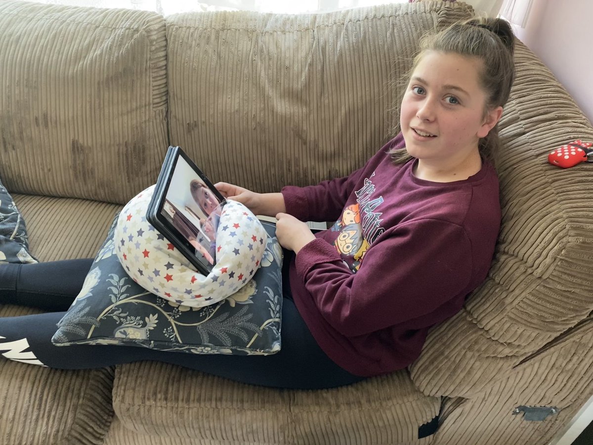 Cousins do vertical learning (of a sort!) today - Olivia (year 2) is reading to Robyn (year 8) and vice versa 
#homeschooling #facetime @TBHAcademy @klester_00