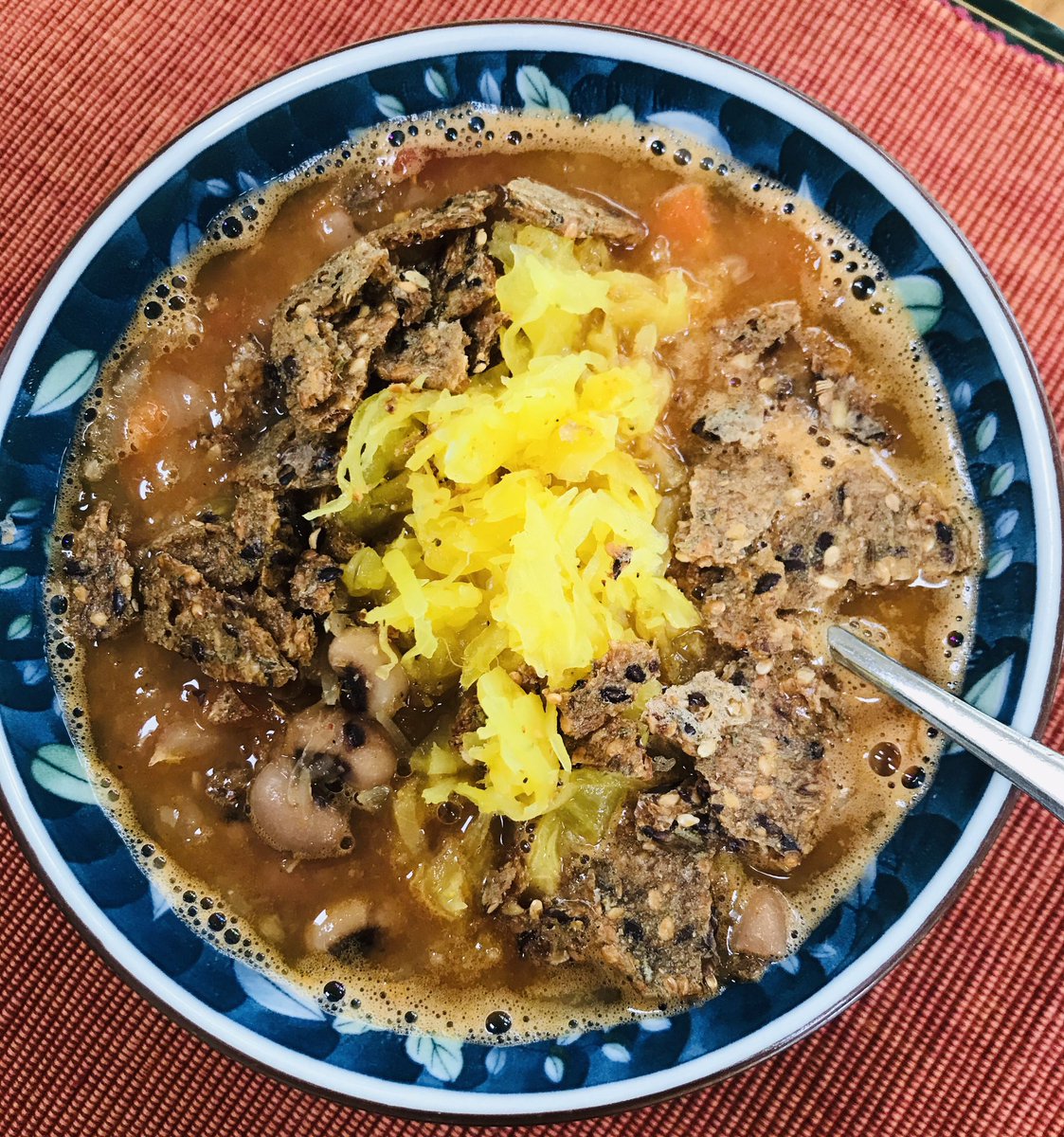 100Bowls's tweet photo. Fresh batch of Black Eyed Pea &amp; Cabbage to warm you up on this chilly May day, seen here topped with kraut and gluten free crackers. 
OPEN today for curbside pick up 11 am-4pm. 
#100bowlsofsoup #100bowls #soup #vegan #glutenfree #dairyfree #plantbased #localbusiness #localfoodie https://t.co/q2GPQs3CAu