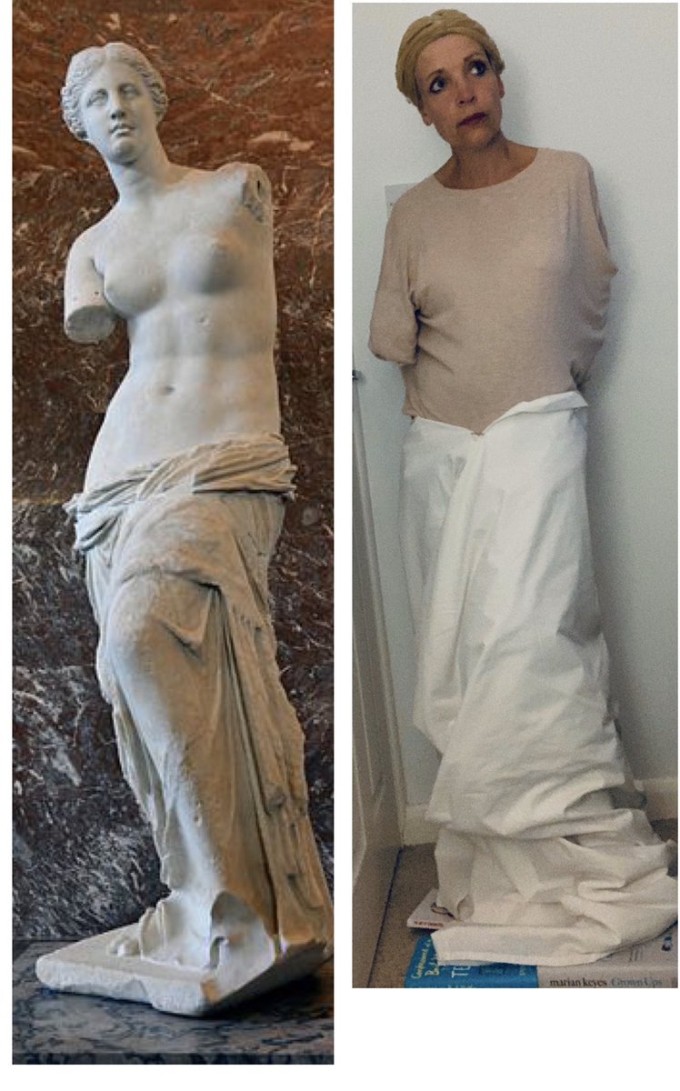 Day 43 of the #betweenartandquarantine #tussenkunstenquarantine challenge &amp;many, many of you have requested this! 🙄😳😁 Weirdos 

I’m sorry for standing on Grown Ups @MarianKeyes but it made a perfect plinth for my Venus....not a sentence I ever contemplated typing pre-lockdown