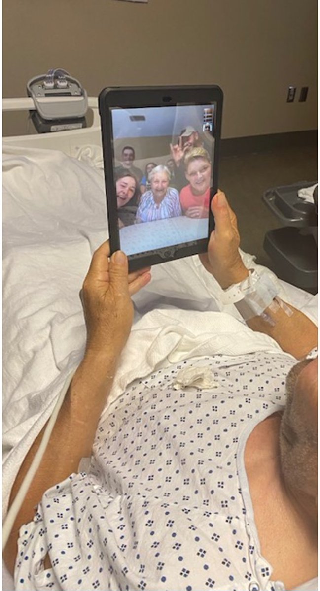 UNCSurgery's tweet photo. With help of @UNCHealthFdn and ISD, we presented iPads to Dr. Jin Ra, Medical Dir. for the SICU for patients to connect with their families and friends. TY Amber Thompson, nurse manager &amp; Dr. Joanna Grudziak for your compassion for our patients. 

@UNC_Health_Care | @UNC_SOM https://t.co/RTy6QWwLFg