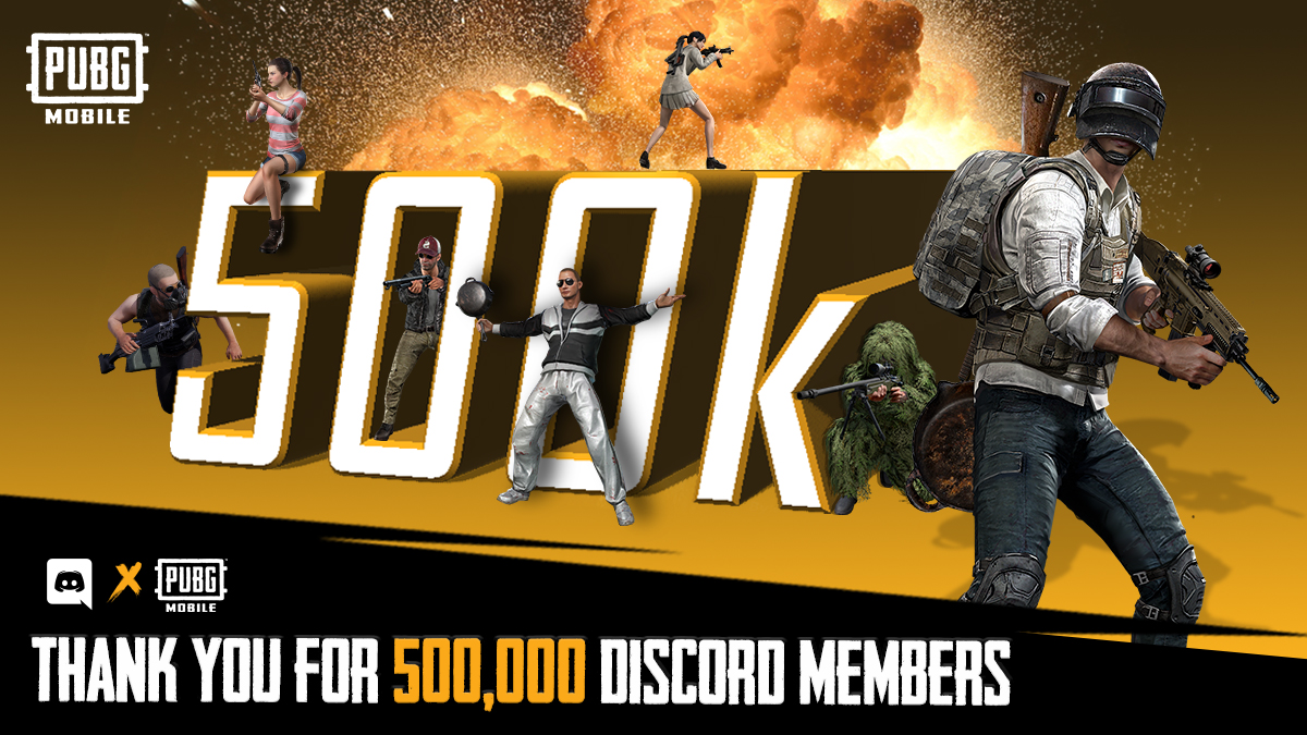 Pubg Mobile 500k On Discord Half A Million Players Have Joined Our Discord Thank You All So Much For Being Such An Awesome Community As A Pubg Mobile 500k On Discord Half A Million Players Have Joined Our Discord Thank You All So Much For Being Such An Awesome Community As A