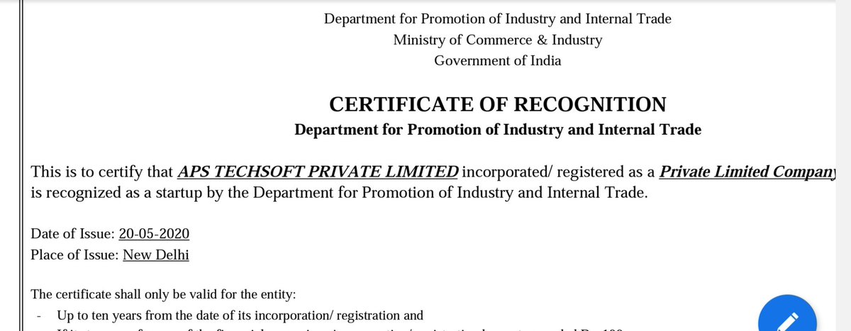 APSTECHSOFT's tweet photo. Happy to announce APS Techsoft Pvt Ltd Now Recognized by DIPP (Ministry of Commerce &amp; Industry ) https://t.co/entWQAdB89