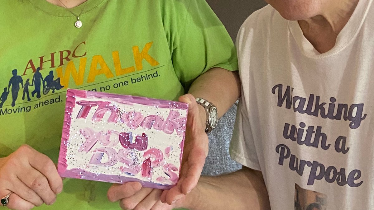 AHRCNassau's tweet photo. Today's #rainbowconnection comes from MaryAnne and Jeffery Witt of the AHRC Jefferson Apartment! Our rainbows represent all that DSPs make possible for people with #developmentaldisabilities, from #essentialservices to civil rights. #weareessential #applauddirectsupport https://t.co/CuhUbLcVk9