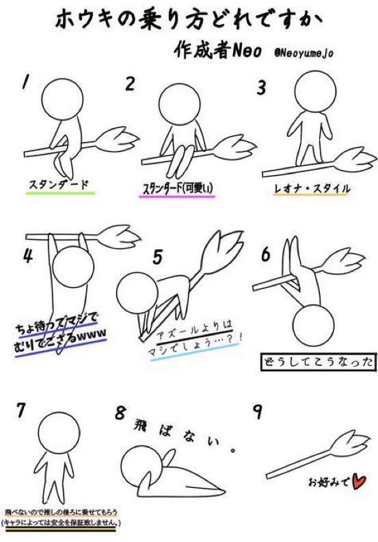 キーさん 年中修行 私のほうきの乗り方どれですか フォロワッサンが面白そうなのやっていたので こなけし T Co Qjdappozi1 Twitter