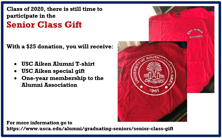 Class of 2020, there is still time to participate in the senior class gift! usca.edu/a…/graduating-seniors/senior-class-gift