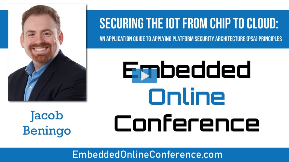 Jacob_Beningo's tweet image. My #EmbeddedOnline talk on &quot;Securing the IoT From Chip to Cloud&quot; is available in now! 

Join the on-demand session at ow.ly/MOJ650zLtt5

I&apos;ll be answering questions in the chat and watching my social feeds!
