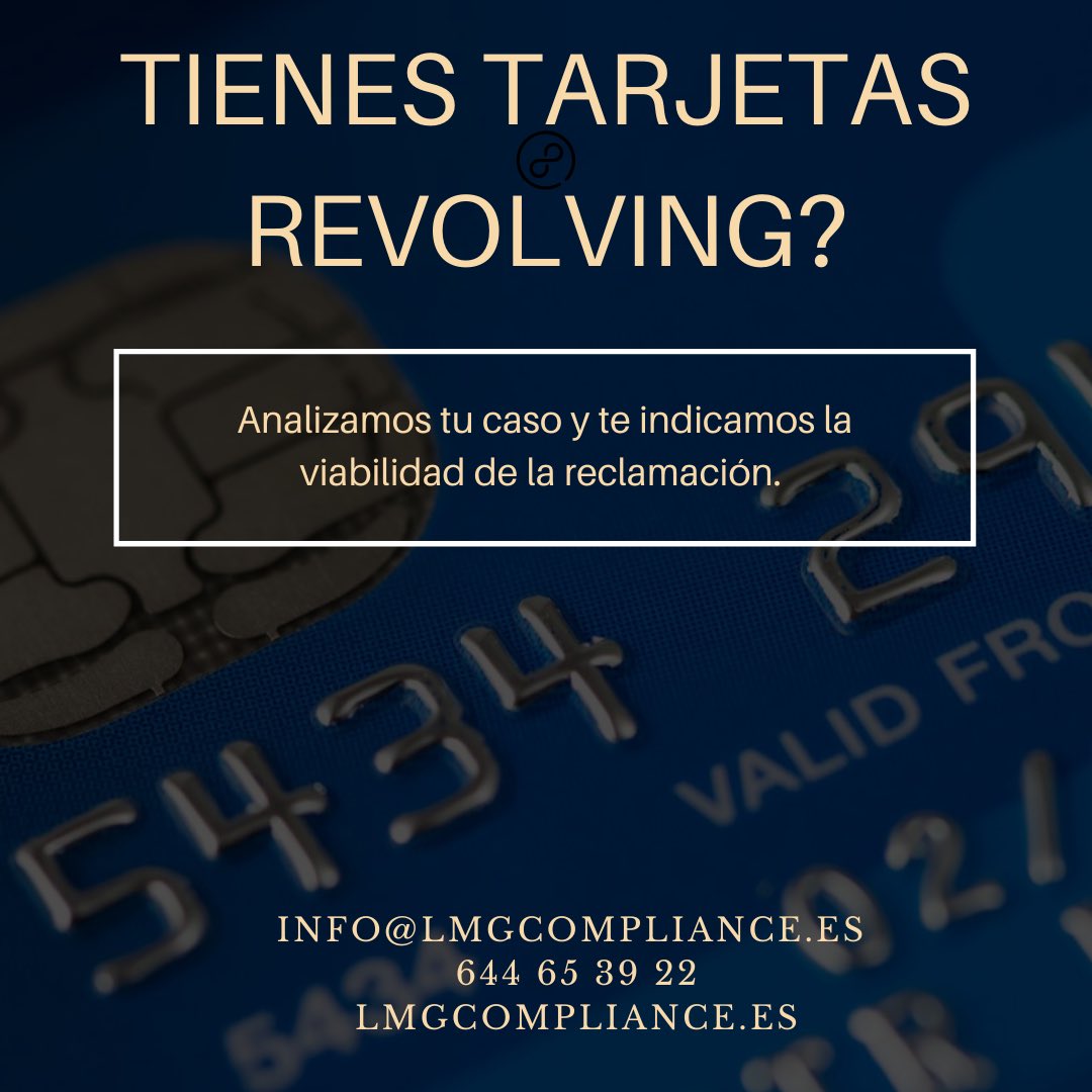 LmgCompliance's tweet photo. ¿Tienes una tarjeta revolving? @LmgCompliance te acompaña en la reclamación de los intereses abusivos. #abogados #consumidores #revolving #banca https://t.co/8ukyCsJy08