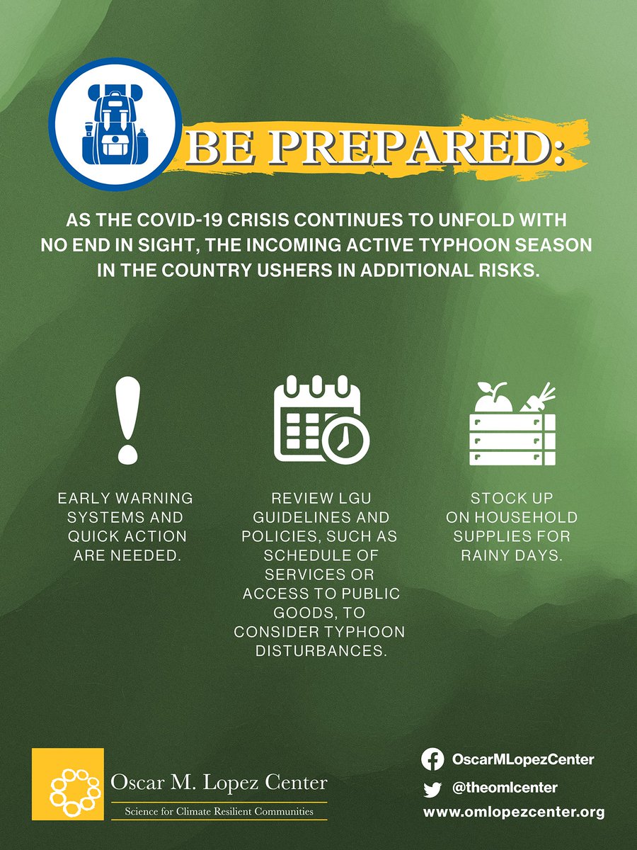 OMLopezCenter's tweet photo. Here are a few adjustments that may be made in what is still a shifting “new normal” brought about by the #COVID19 situation.

Read more at https://t.co/frcdnmH4aC

#climatechange #climaterisks #communityresilience #buildbackbetter #riskmanagement #climateresponsiveness https://t.co/NmHdxdEhCI