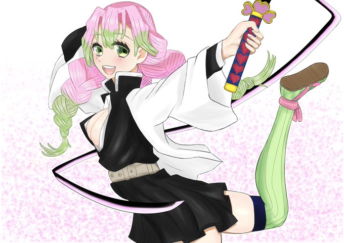ぷらば〜ぷさんがTwitterに投稿した甘露寺蜜璃(鬼滅の刃)のイラスト。
