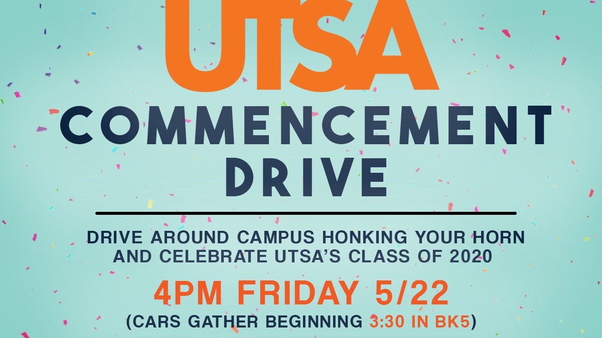 Introducing a fun new tradition to honor the Class of 2020  🤙🏼🎉 #UTSA Grads, join us for a nostalgic Commencement Drive and honk your horns in celebration of your accomplishments 🚙🎓 #UTSAGrad20