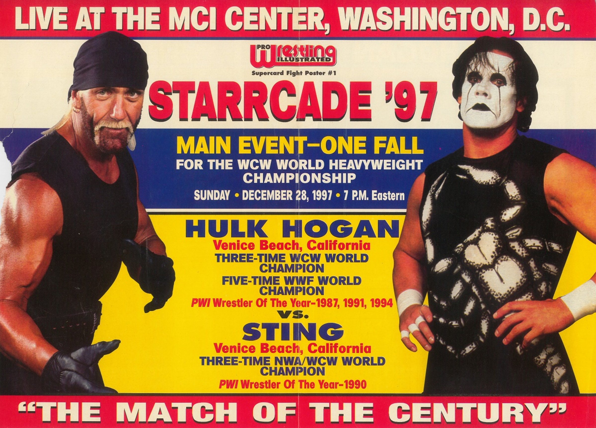 WCW Worldwide on Twitter: "Hulk vs Sting "Match of the Century" Poster - @OfficialPWI [February 1998] A year buildup only for the match to fizzle out due to a weak ending