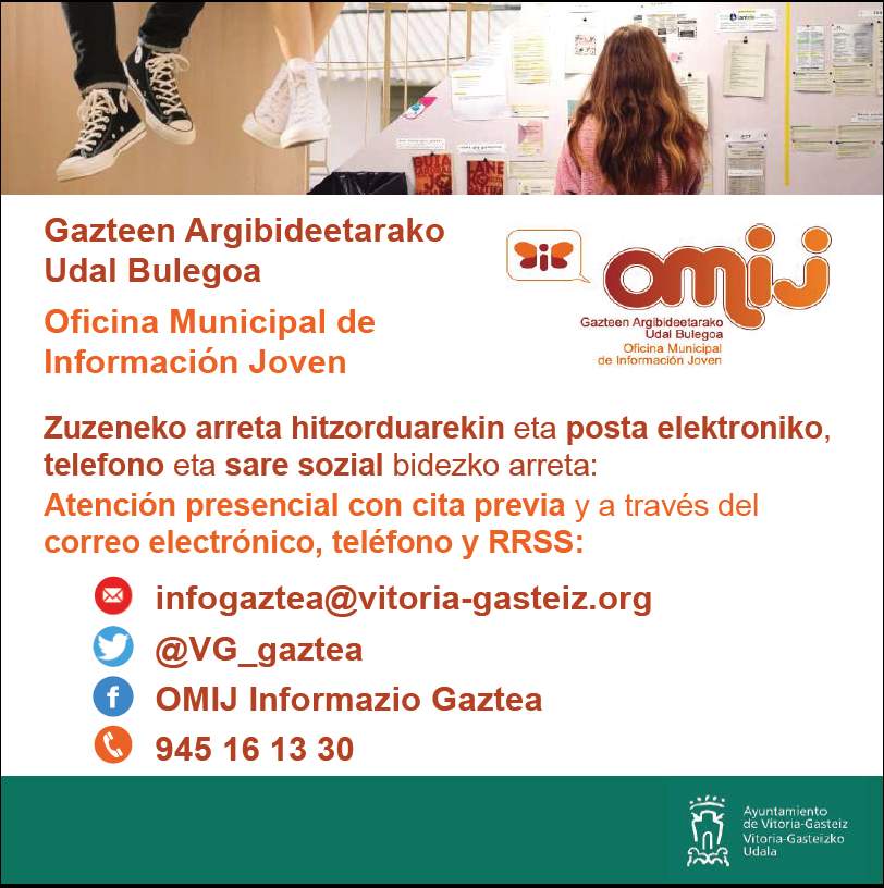 omijsanpru's tweet photo. [EUS] Maiatzaren 20an itzuliko gara aurrez-aurreko arretara. Eskatu hitzordua!

[CAS] Información Joven. Reanudamos atención presencial el 20 de mayo, con cita previa.

☎️ 945 16 13 30
📩 infogaztea@vitoria-gasteiz.org
🌐 https://t.co/z7UA12Q5xq
@VG_gaztea #VGomij #Desescalada https://t.co/9PLievYQ5i