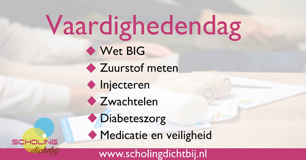 ScholingDB's tweet photo. Op dinsdag 30 juni word je tijdens de #Vaardighedendag bijgeschoold en getoetst op verschillende vaardigheden: zuurstof meten, injecteren, zwachtelen, diabeteszorg en medicatie en veiligheid. https://t.co/wi2rLqRKih https://t.co/lgcqhY0KI1