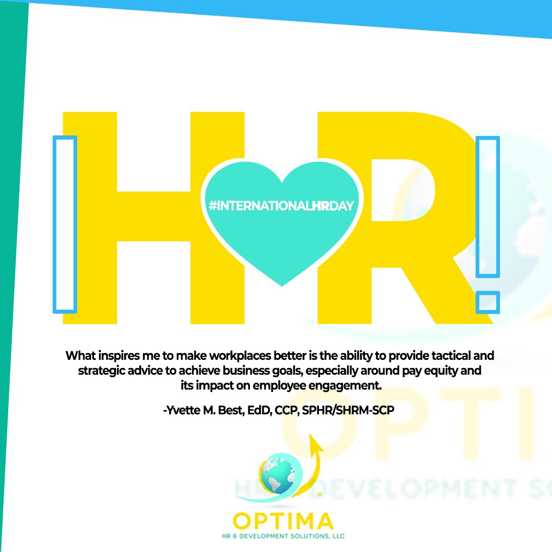 OptimaHRDSolns's tweet photo. Celebrating workplace ‘First Responders’ - HR Professionals 💯
#HRTogether #InternationalHRDay
#OptimaHRDSolutions #SHRM #HRCI #OptimaHRDSolns #HR #Mobility #HRTrends #Compensation https://t.co/EZzi3svfOD
