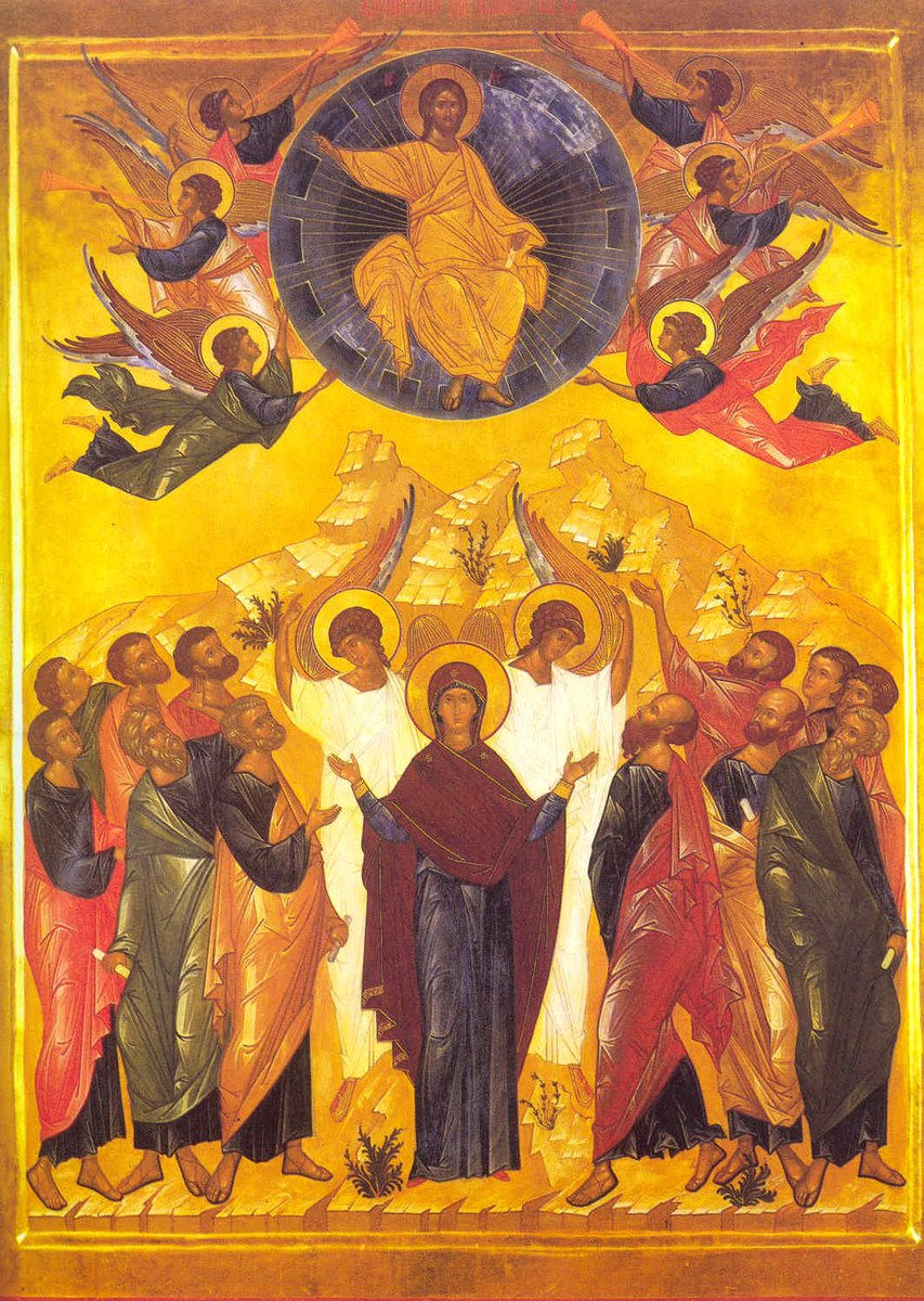 moscowchaplain's tweet photo. Our zoom bible study is this evening at 7pm. We're looking at Acts 1:1-11, and we are thinking about the Ascension, also with help from this icon of the Ascension from Pskov. Zoom link available on whatsapp and facebook groups, or ask for link. https://t.co/u8oDigpSgf