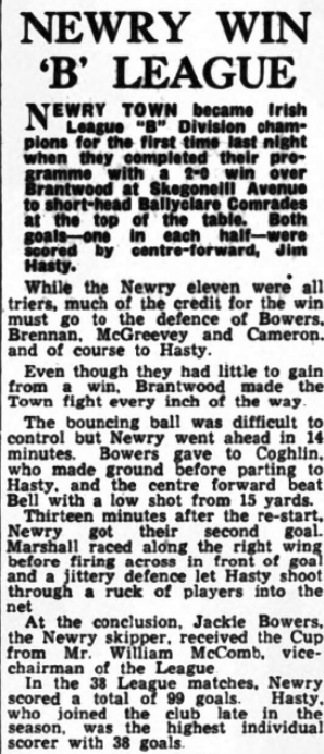 NIStats's tweet photo. 60 years ago today @NewryCityAFC  /Town won the old 'B' Division title https://t.co/0ng8aHtLX0