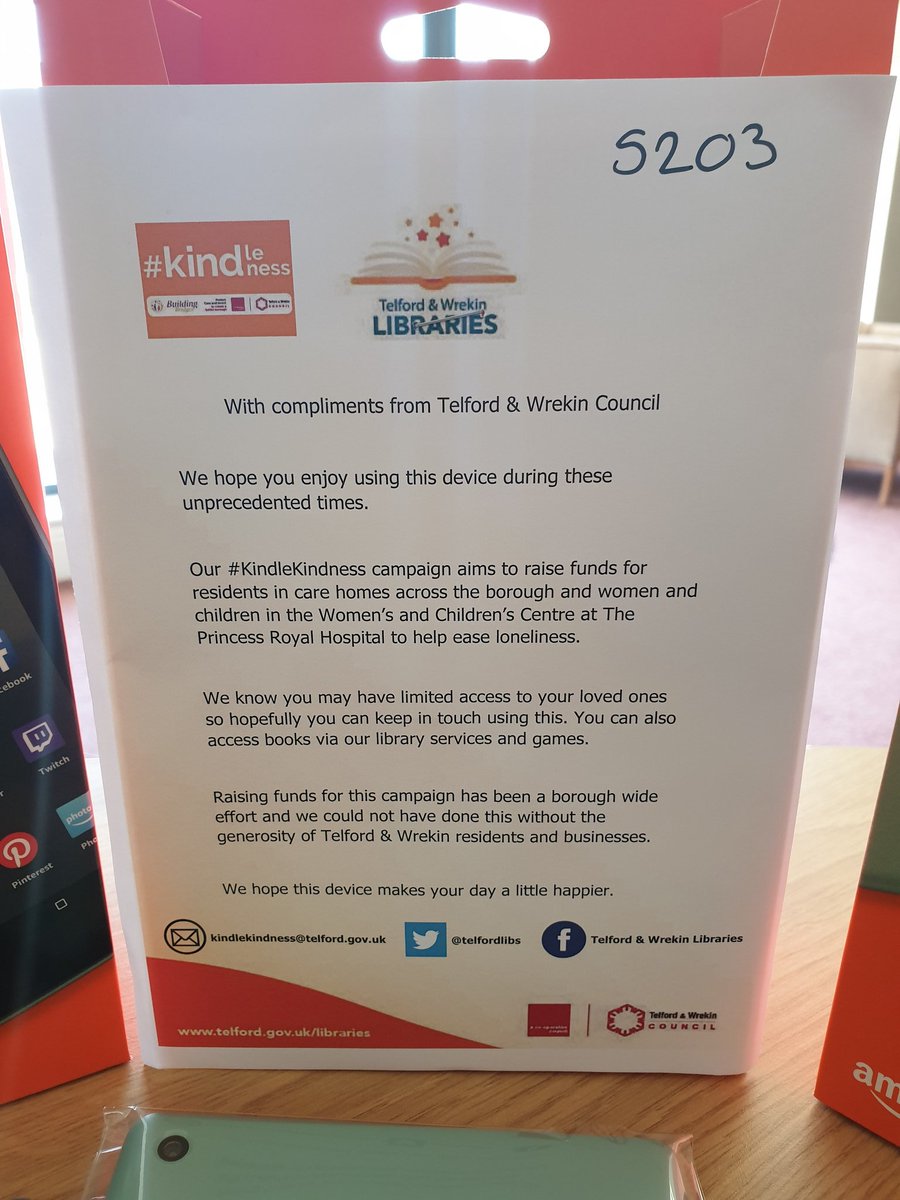 FarmsteadThe's tweet photo. A huge massive Thank You to #TelfordAndWrekinCouncil and #TelfordLibs for donating 4 Amazon Fires with their new #kindlekindness scheme. 

Thank You to everybody involved and to all that that donated to make it possible. https://t.co/7Rm8OpjvVS
