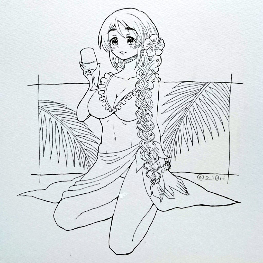 水着姿の相原雪乃お嬢さまの図 