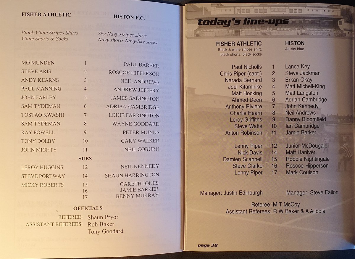 robtheobserver1's tweet photo. @NonLgeProgs @NonLeagueCrowd #FProgs Here is a selection of Fisher Athletic ones together with some from @FisherFC who succeeded the original club. Both team pages were Fisher Athletic v @HistonFC in 2001 and 2006. https://t.co/miC3PGczvv