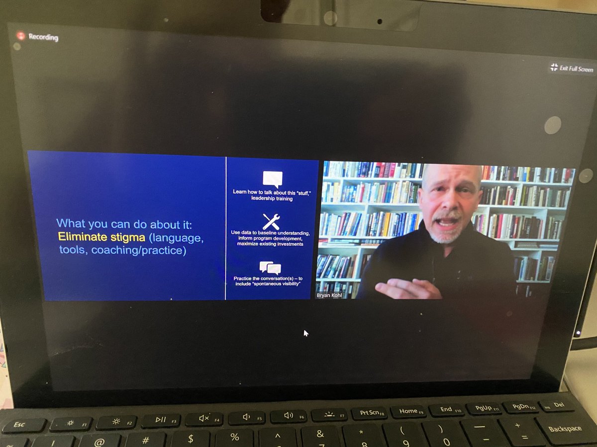 Bryan Kohl ⁦<a href="/thisismindwise/">MindWise Innovations</a>⁩ advising of the importance for leaders to keep communicating—storytelling goes a long way to establish psychological safety which in turn increases productivity. #endthestigma
