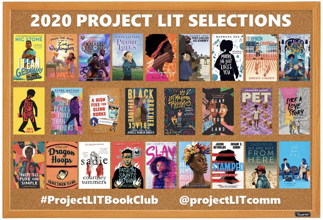ProjectLITComm's tweet photo. That’s a wrap on part 1 of our 2020 #ProjectLITBookClub reveal! Shout out to all the students, educators, and authors who helped us celebrate! https://t.co/lacgrAakgE