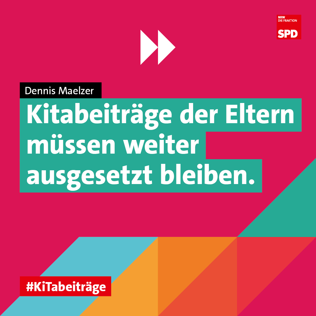Die #SPD hat sich immer gegen #Kita-Gebühren ausgesprochen. Das gilt in der #Corona-Krise erst recht. #Familien mussten und müssen in der Pandemie viele Belastungen stemmen. #Elternbeiträge für ein reduziertes Kita-Angebot sollten nicht dazu gehören. #LtNRW #ZusammenWachsen