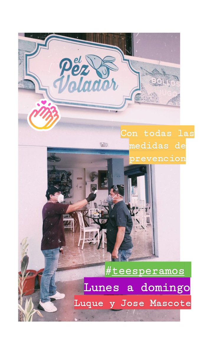 elpezvolador_1's tweet photo. Empezando el dia con todas las medidas de prevencion.
Abierto al publico de 8am hasta 15pm, lunes a domingo👌 luque y jose mascote #teesperamos 
#encebollado #ceviches #guatita #bollos #cevichemanaba #humitas https://t.co/3xYNdQ65B6