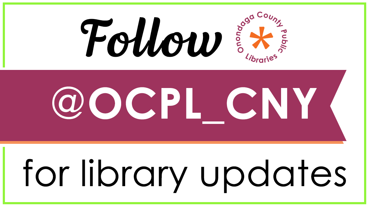 Please follow <a href="/OCPL_CNY/">Onondaga County Public Libraries</a> for important library updates! To make sure you have the latest OCPL news, we strongly encourage you to follow our System account or check our website ➡️ onlib.org. #Syracuse