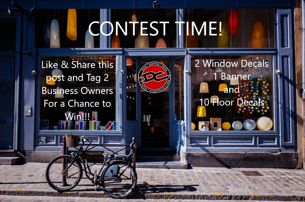 DCdesignmedia's tweet photo. COVID-19 CONTEST TIME! We have decided to give the lucky winner of this contest a COVID-19 Social Distancing Bundle. Like and Share this post, and tag 2 business owners for a chance to win 2 (2x3 foot) Window Decals, 1 (4x6 foot) Banner, and 10 (12x12 inch) floor decals! https://t.co/pJTtnuGAiU