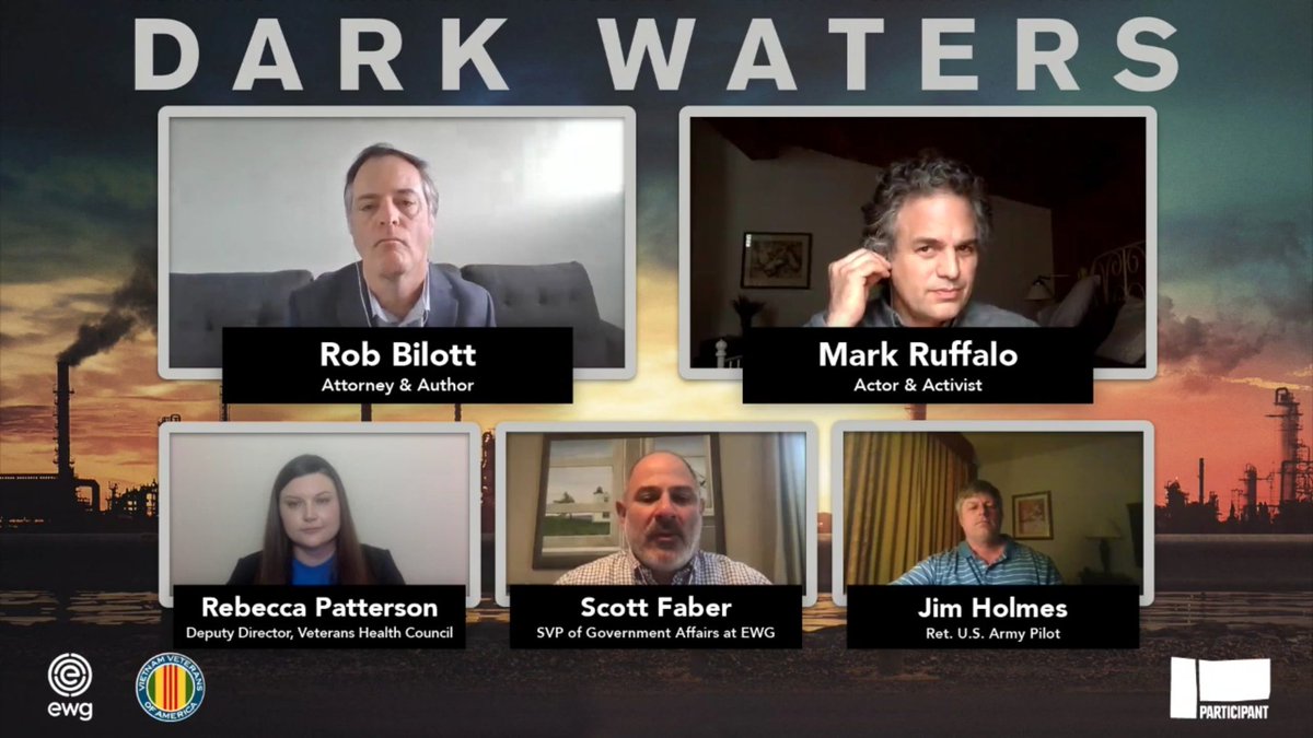 Fergumeister's tweet photo. Some screenshots from the live discussion hosted by Vietnam Veterans of America about the urgent need for action on PFAS chemicals.
#DarkWaters #RobBilott #MarkRuffalo https://t.co/eKTtmIbQjL