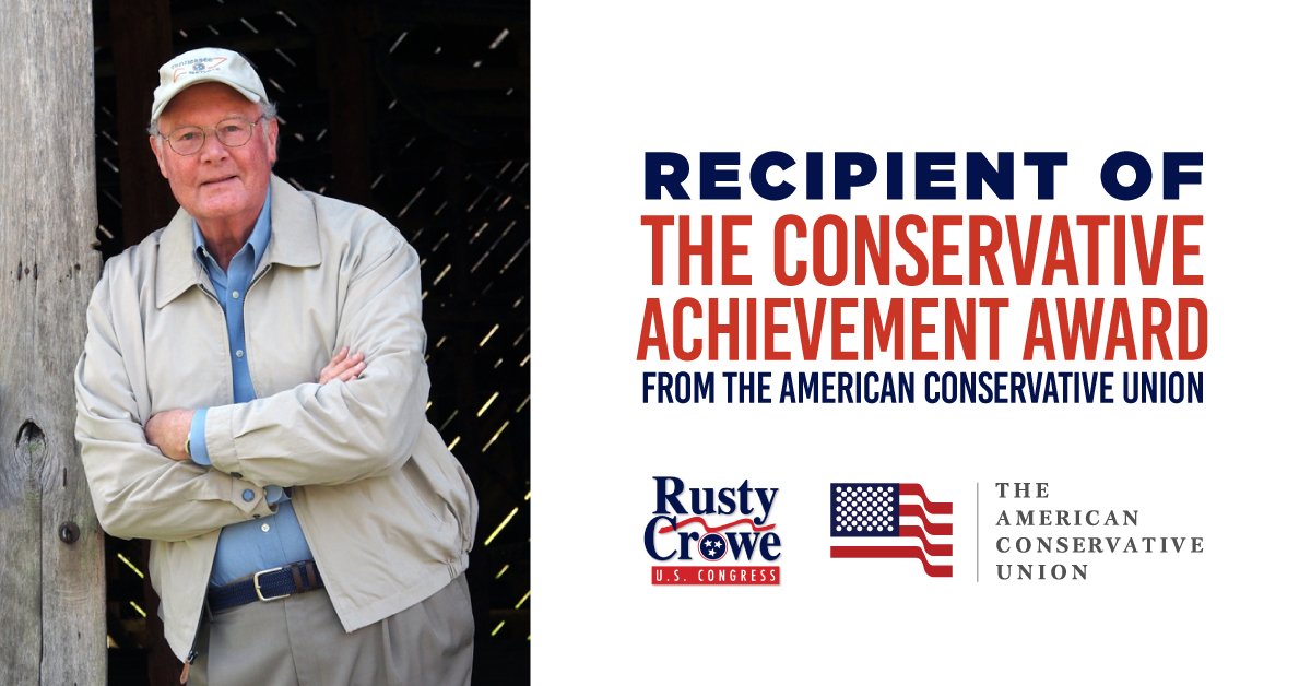 I am a proud recipient of the Conservative Achievement Award. As your Congressman, I promise to continue to represent the conservative values of Tennessean's in DC.