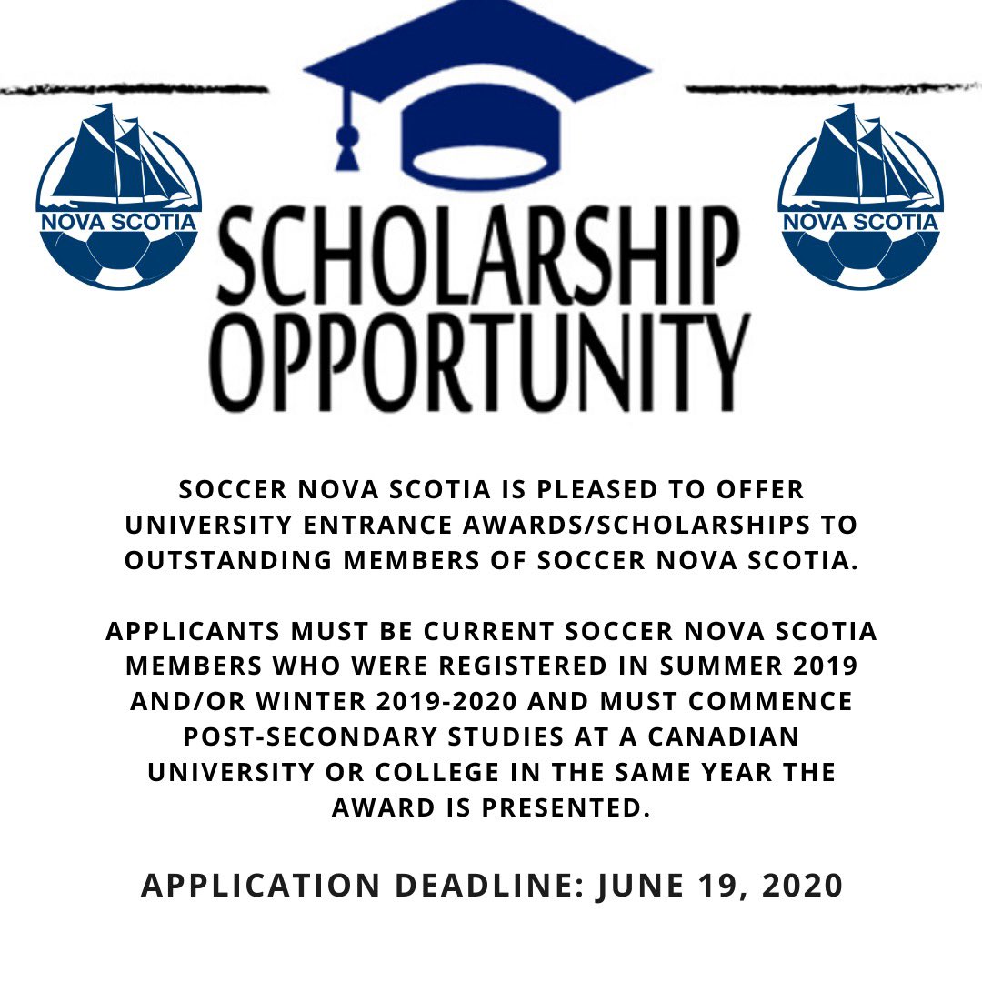 🎓We are now accepting applications from Graduating Seniors who will be starting post secondary studies in fall of 2020🎓

Please view our website for the Criteria and Submission Details!  

soccerns.ca/memberservices…