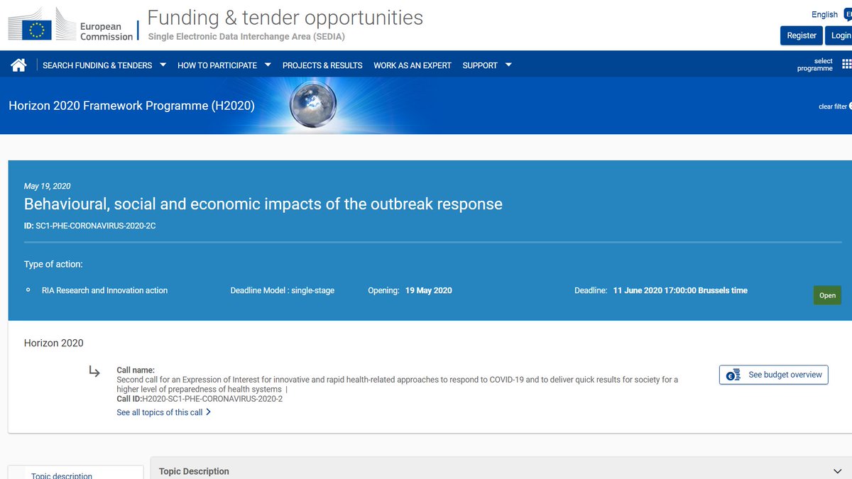 RocioCastrilloC's tweet photo. 📢📢 ¡Atención! Gran oportunidad para investigar el impacto social de la #COVID:

SC1-PHE-CORONAVIRUS-2020-2C
Behavioural, social and economic impacts of the outbreak response

Ppto total: 20M€ (sugerido 4M€ por proyecto)
Cierre: 11 junio 2020 17:00

https://t.co/yfHSQ5pbgw https://t.co/bnksJjdvId