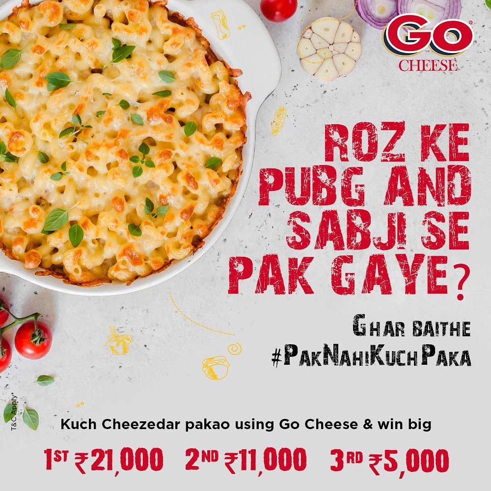GoCheeseIN's tweet photo. Winner winner, cheesy dinner!
Share your cooking videos using Go Cheese & win big.
Read the TnC* here: https://t.co/ZJXO3ZxoTz
#PakNahiKuchPaka #GoCheeseIndia #Cheese #CookingVideos #CookingContest #Pasta #Pizza #CheeseCravings #ContestAlert #ContestAlertIndia #ParticipateToWin https://t.co/cK1lgrPQ8d