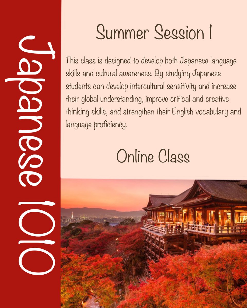 etsuLiLa's tweet photo. We are offering Japanese 1010 this summer! This class is an introduction to the Japanese language and culture. https://t.co/mDuYEs7yJD
