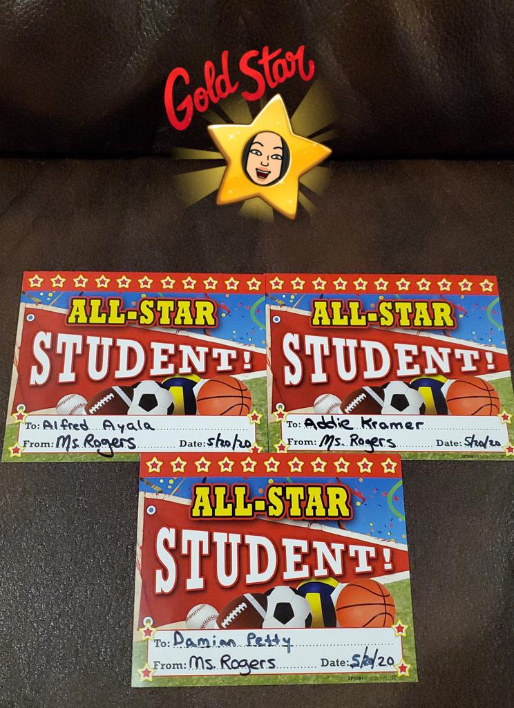 lrogersPE's tweet photo. Congratulations to Addie, Damian, &amp; Alfred. My 4th quarter PE All Stars! ⭐
@205Lombard https://t.co/FFR79EJzzJ