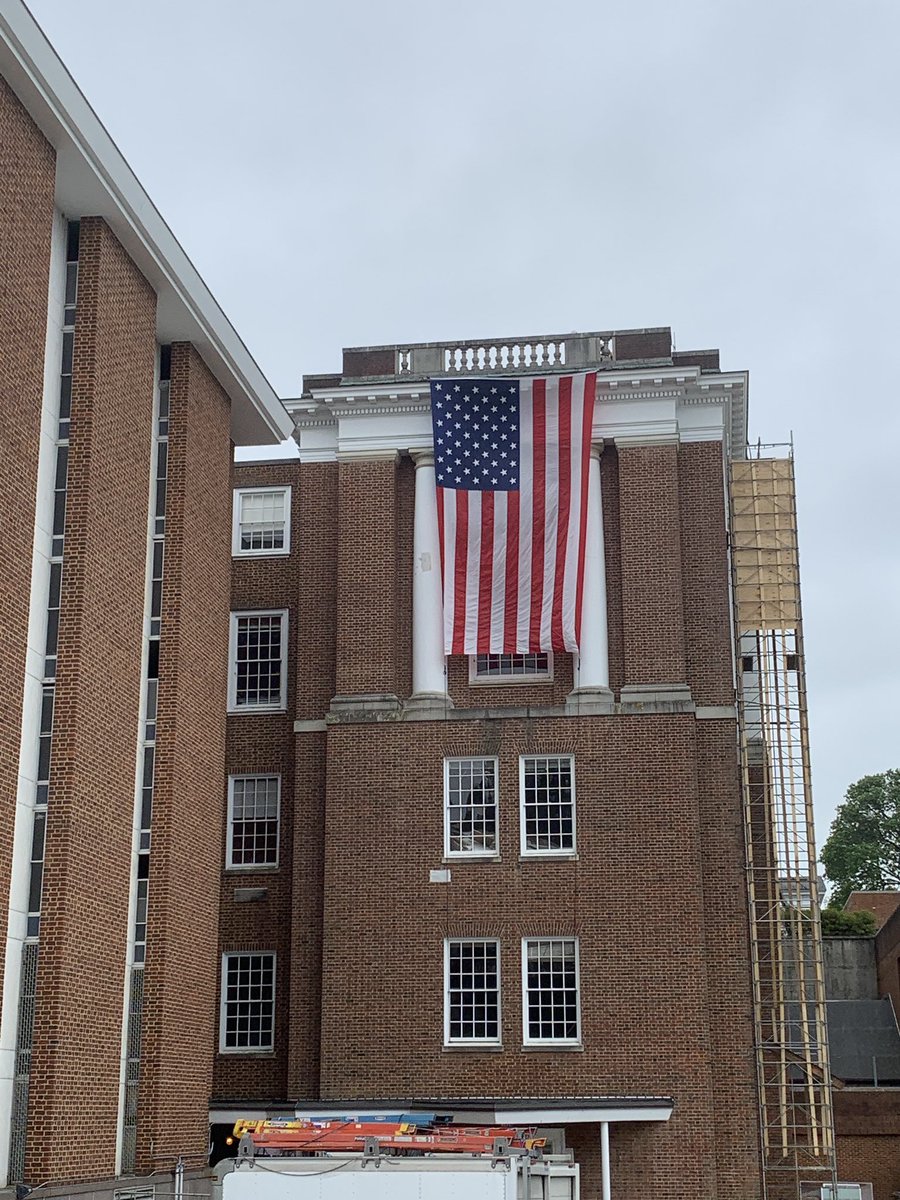 uvamainlibrary's tweet photo. Trash chute install on the west side of the building and decorated with a 🇺🇸 @UVaLibrary @UVAFM https://t.co/ub2YJ3dc3W