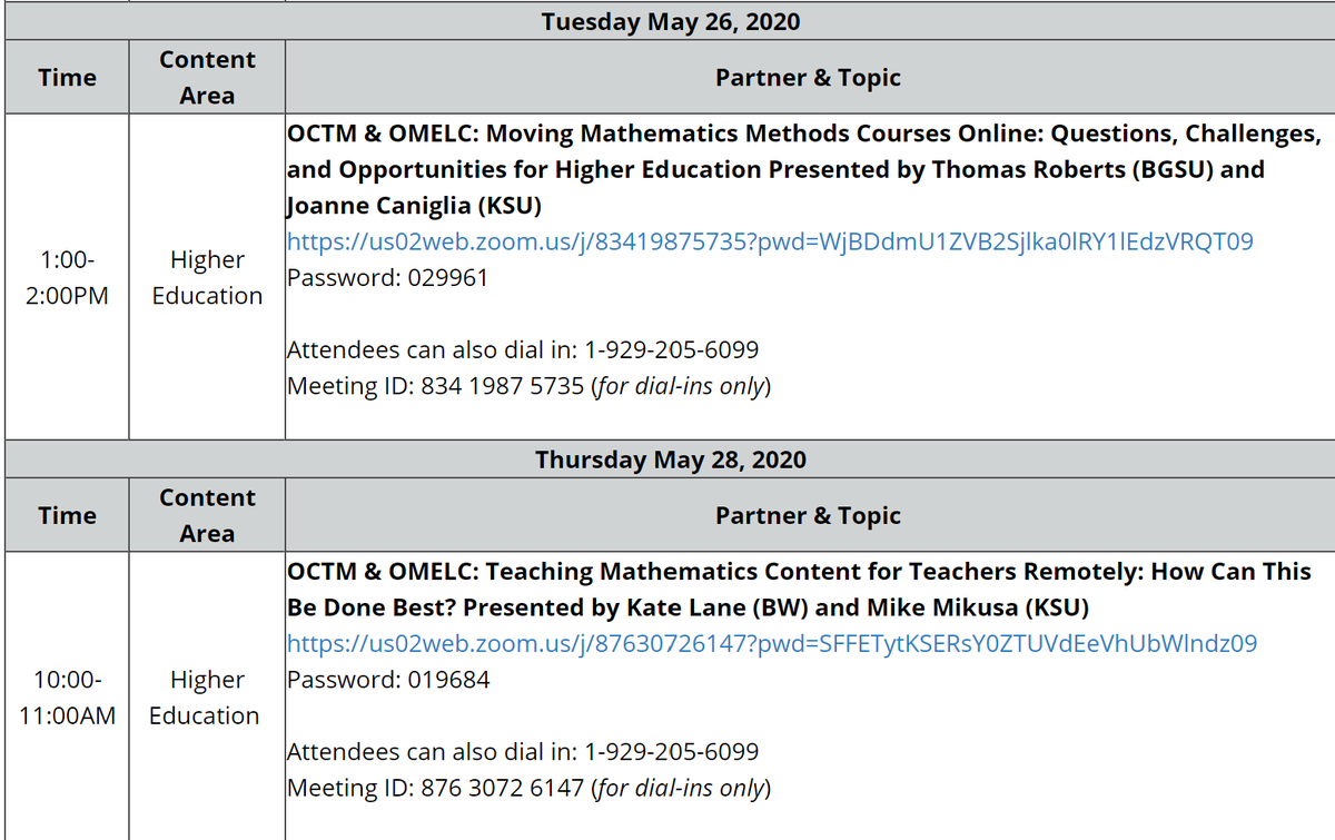 Join us next Tuesday and Thursday: