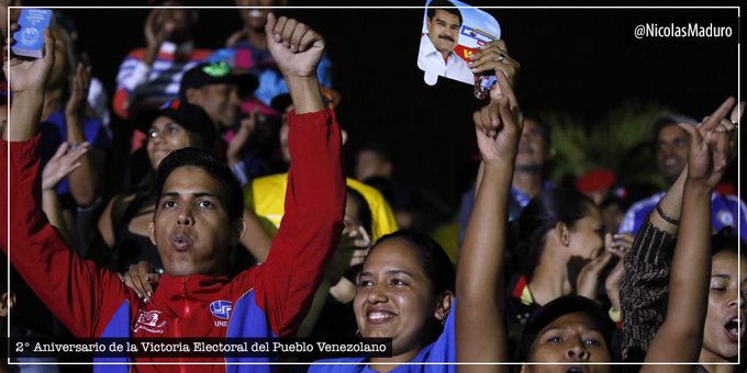 Mary_RomeroP's tweet photo. #20May Se cumplen 2 años del triunfo de nuestro Pdte @NicolasMaduro, victoria que consolidó la paz y reafirmó la voluntad democrática del pueblo venezolano, que eligió una vez más el camino de la revolución bolivariana. Seguimos la senda del Gigante Chávez #SolidaridadYDisciplina https://t.co/tjlhmmHMhY