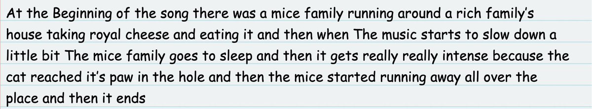 MrsGamza's tweet photo. Last week, students on SeeSaw listened to "Ballet of the Unhatched Chicks" by Modest Mussorgsky, and were asked to think of a story to go with this piece: https://t.co/W9AJT4Rdah Here is one student's idea! @APSTaylor @APSArts @3rdgradetigers @HaroldPell #apsdistancelearning https://t.co/0hDAVGCpyU