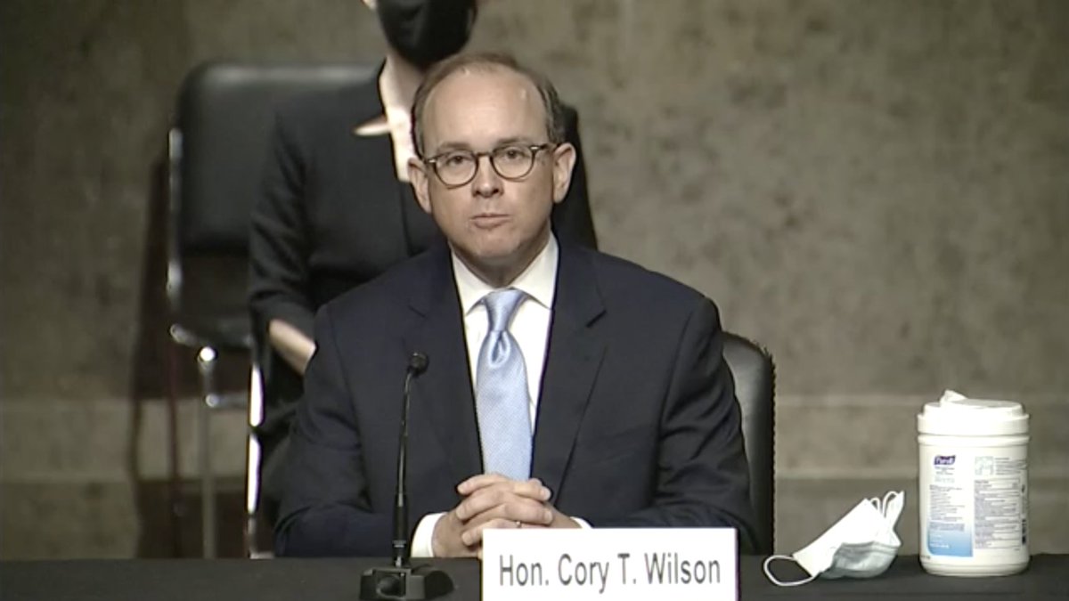5th Circuit nominee Cory Wilson sits at his hearing.