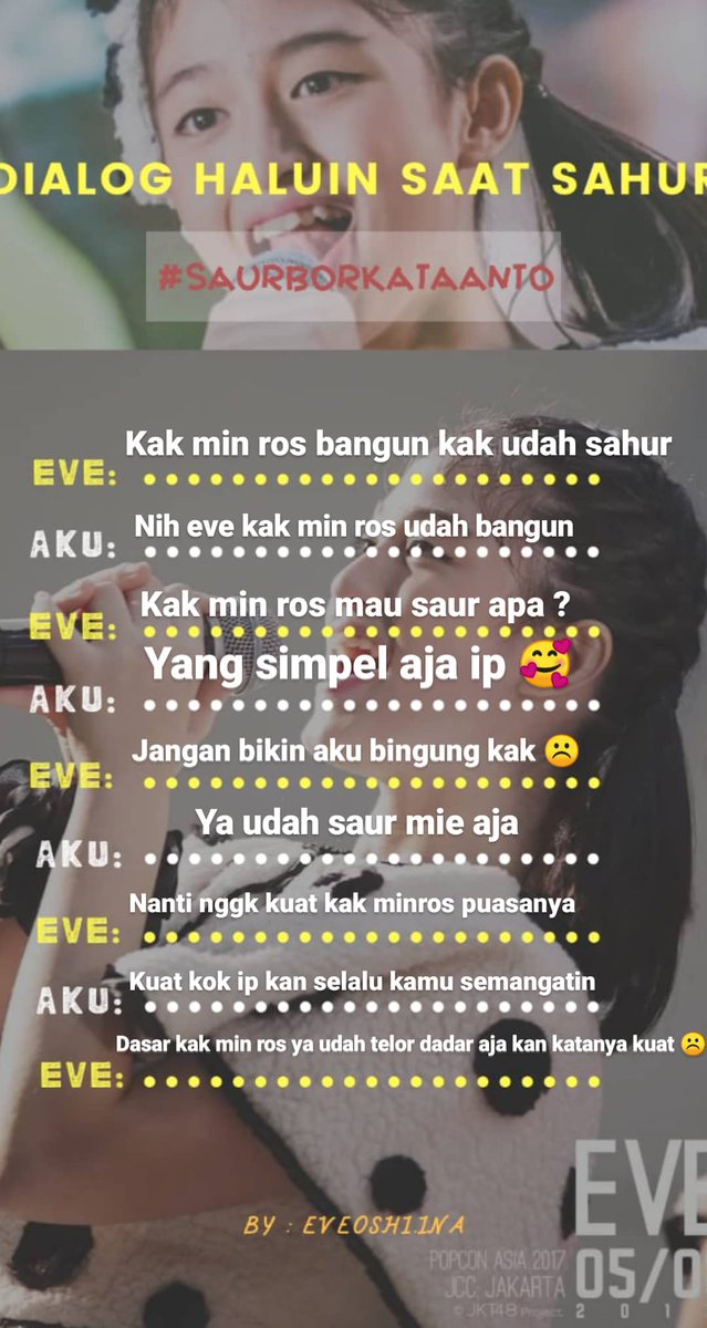 yogairja26's tweet photo. #saurborlataanto
#haluinkataeveoshi
@Eve_JKT48 
@Eveoshiina https://t.co/fCvXuSsnzc
