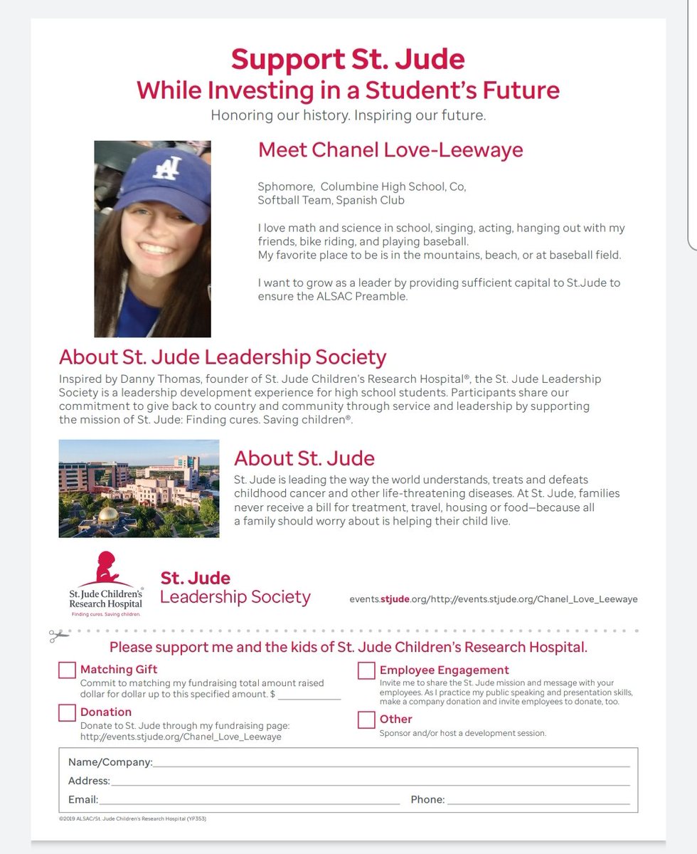 Marsha368's tweet photo. My daughter is on the St Jude Leadership Society and needs your help to raising money for all the kids and their families. Won't you please help her raise the money and meet her goal? https://t.co/VV4zcy1E6R