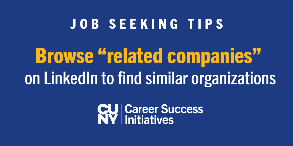 CUNY_Works's tweet photo. Eyeing a specific company? Increase your chances of landing a job by searching for companies related to the one you're interested in.
#CUNYWorksJobTips https://t.co/oep2J8ZzgT
