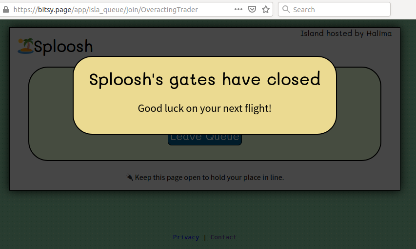 icebearwarmhart's tweet photo. Ugh.  Before I could get in.  I understand it's a pain in the ass to manage so I don't blame the host...  just dumb luck. https://t.co/GHhVqlJ6AC