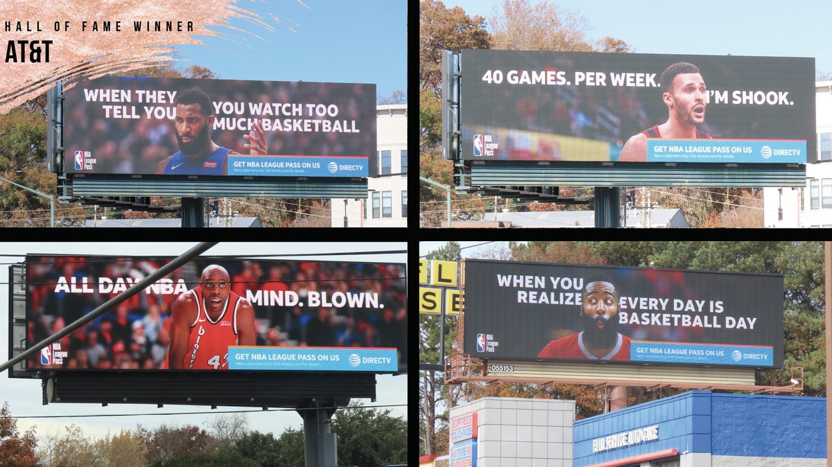 TheOBIEAwards's tweet photo. AT&amp;T has been inducted into the OBIE Hall of Fame. “@ATT has demonstrated impressive art direction and stopping power in its OOH over time. While ideas and campaigns have evolved over the decades, consistency in quality has shined through.” - Joe Maglio, @mckinney https://t.co/KOqZyJrQJc