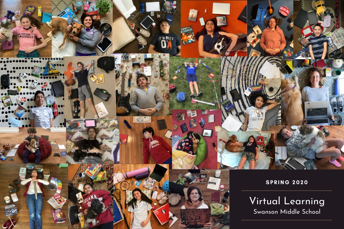 MsLeahMcFarlane's tweet photo. What items define your #APSDistanceLearning experience? Swanson students are submitting their #VirtualLearningPortaits for fun and posterity. Inspired by photographer @GreggSegal and thanks @bbsand
and @AmyJuengst! Keep those photos coming, @SwansonAdmirals! https://t.co/ZEMJsbUAqX
