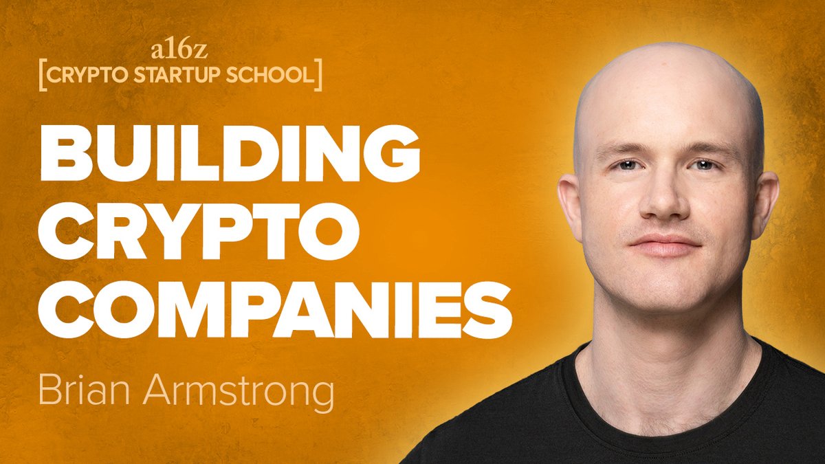 a16z's tweet photo. Week 2 of Crypto Startup School is now in session with @brian_armstrong (@coinbase), @balajis &amp; Josh Williams (@FortePlatform). 

Watch here: https://t.co/Ysv1cKJXY8

#CryptoStartupSchool https://t.co/ZDWQNSYG9E
