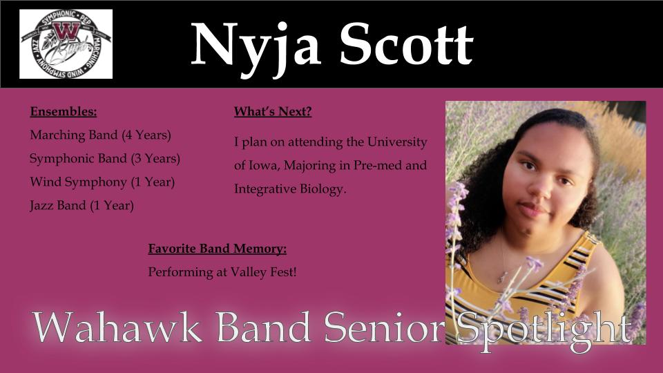 WahawkBands's tweet photo. Today we are featuring Nyja Scott! Congratulations, Nyja! https://t.co/luny8dOxJn